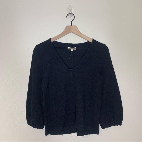 NEW Madewell Black Full Sleeve V Neck 3/4 Sleeve Top XXS - Picture 4 of 12
